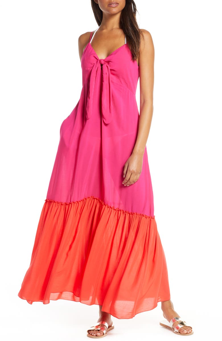 Elan Colorblock Cover-Up Maxi Dress, Main, color, 