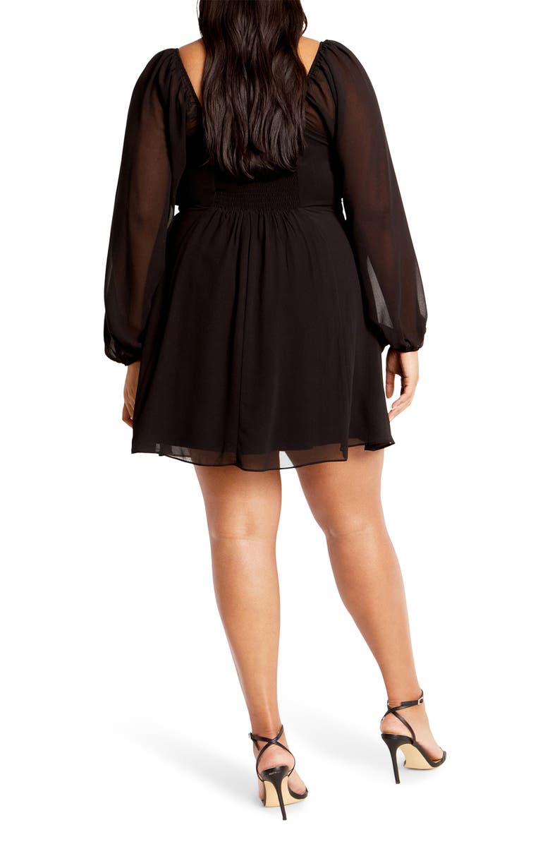 City Chic Flirty Flounce Long Sleeve Minidress, Alternate, color, 