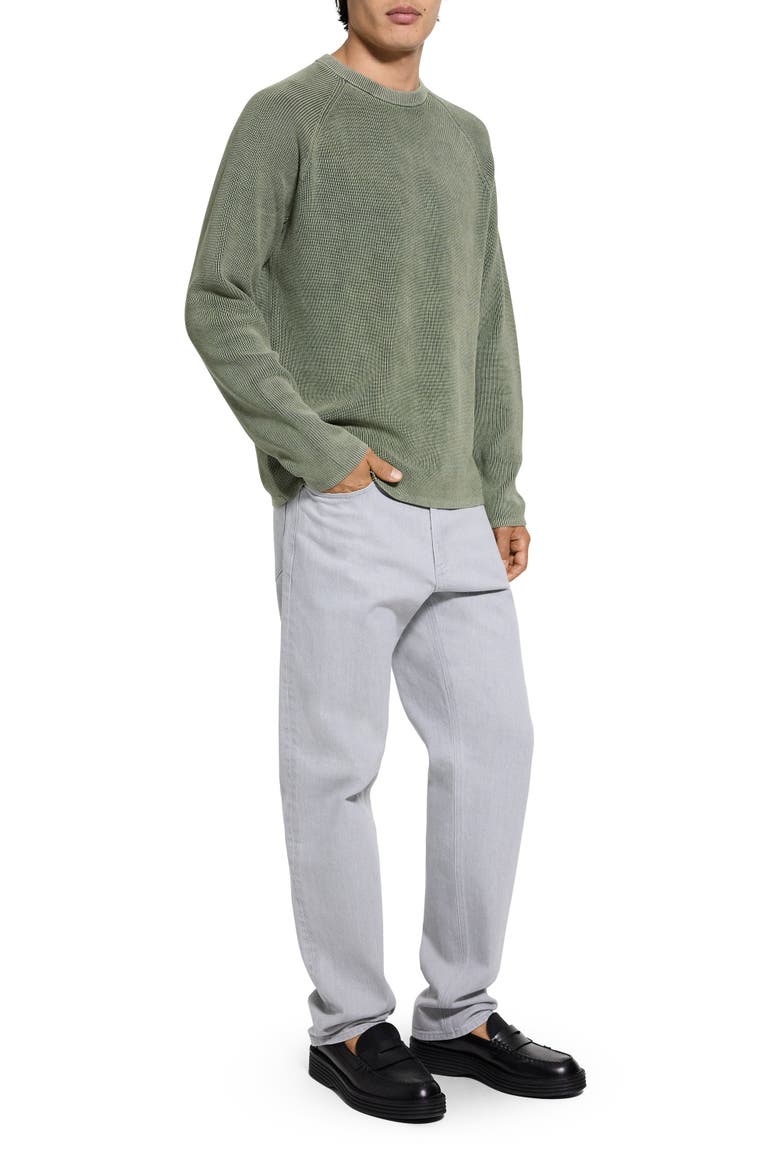 Washed Crewneck in Cotton Sweater, Alternate, color, WASHED LIGHT IVY