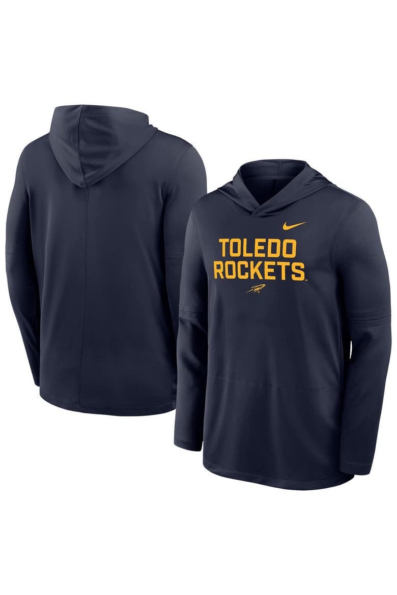 Men's Nike  Navy Toledo Rockets Sideline Dri-FIT Lightweight Hooded Top, Main, color, Navy