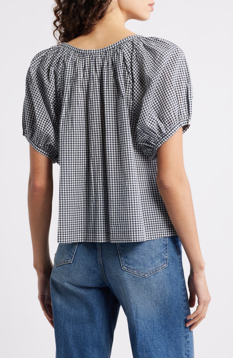 DÔEN June Gingham Check Organic Cotton Top, Alternate, color, Navy La Maddalena Gingham