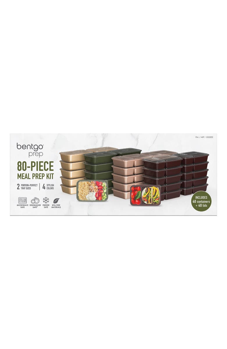 BENTGO 80-Piece Meal Prep Set, Alternate, color, Earth Tones