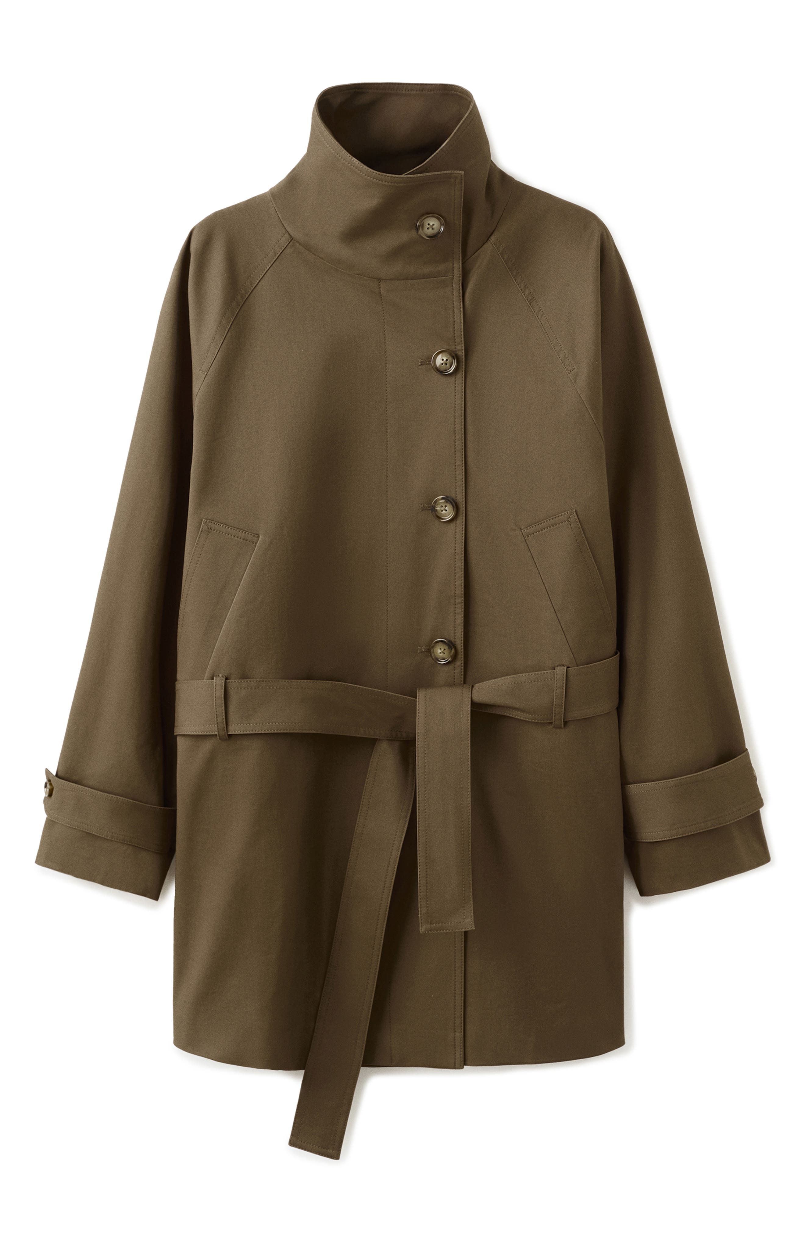 Funnel Neck Belted Trench Coat - image 2