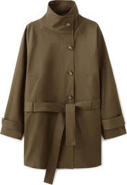 MANGO Funnel Neck Belted Trench Coat