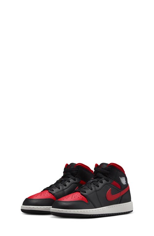 Nike Kids' Air Jordan 1 Mid Sneaker In Black/varsity Red/summit