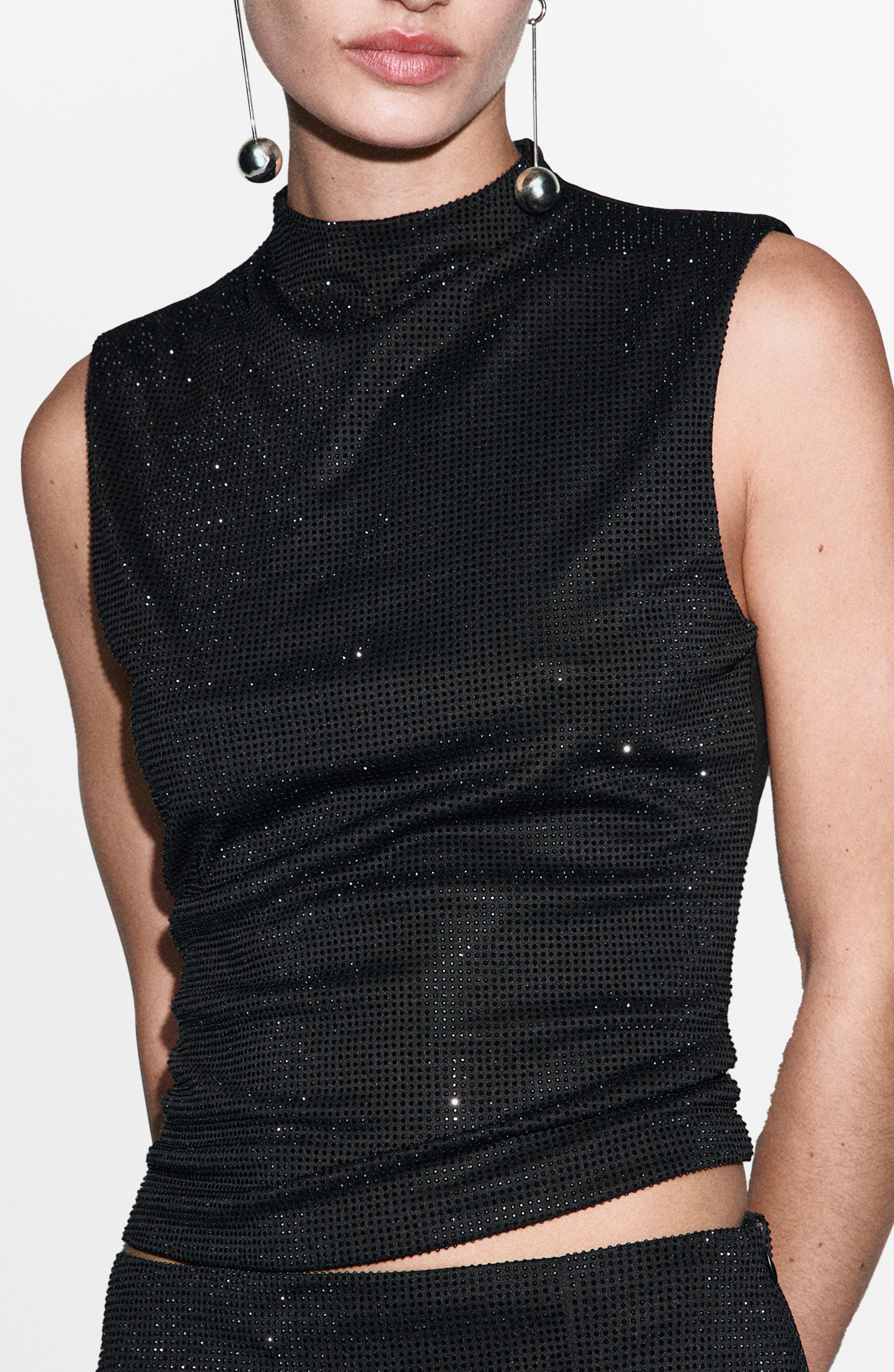 MANGO Rhinestone Sleeveless Knit Top