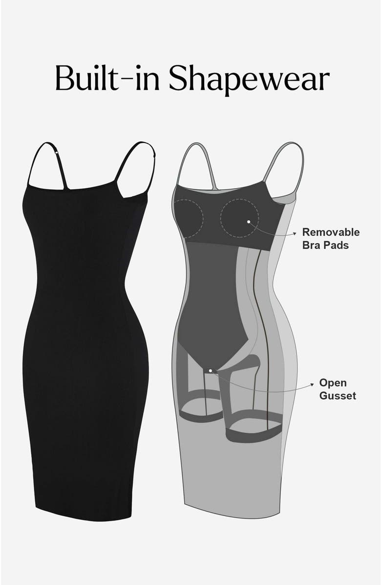 Popilush Shapewear Modal Sculpting Bodycon Dress, Alternate, color, Midnight Black