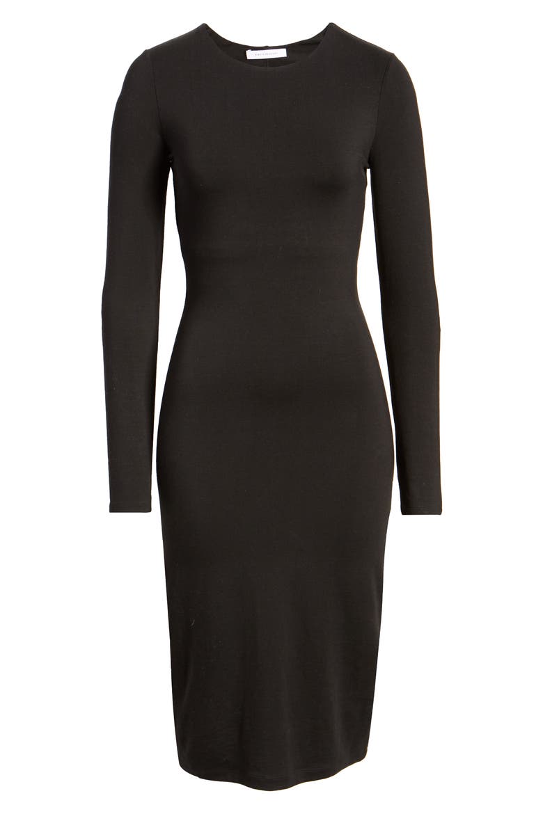 Fitted Long Sleeve Dress, Alternate, color, BLACK
