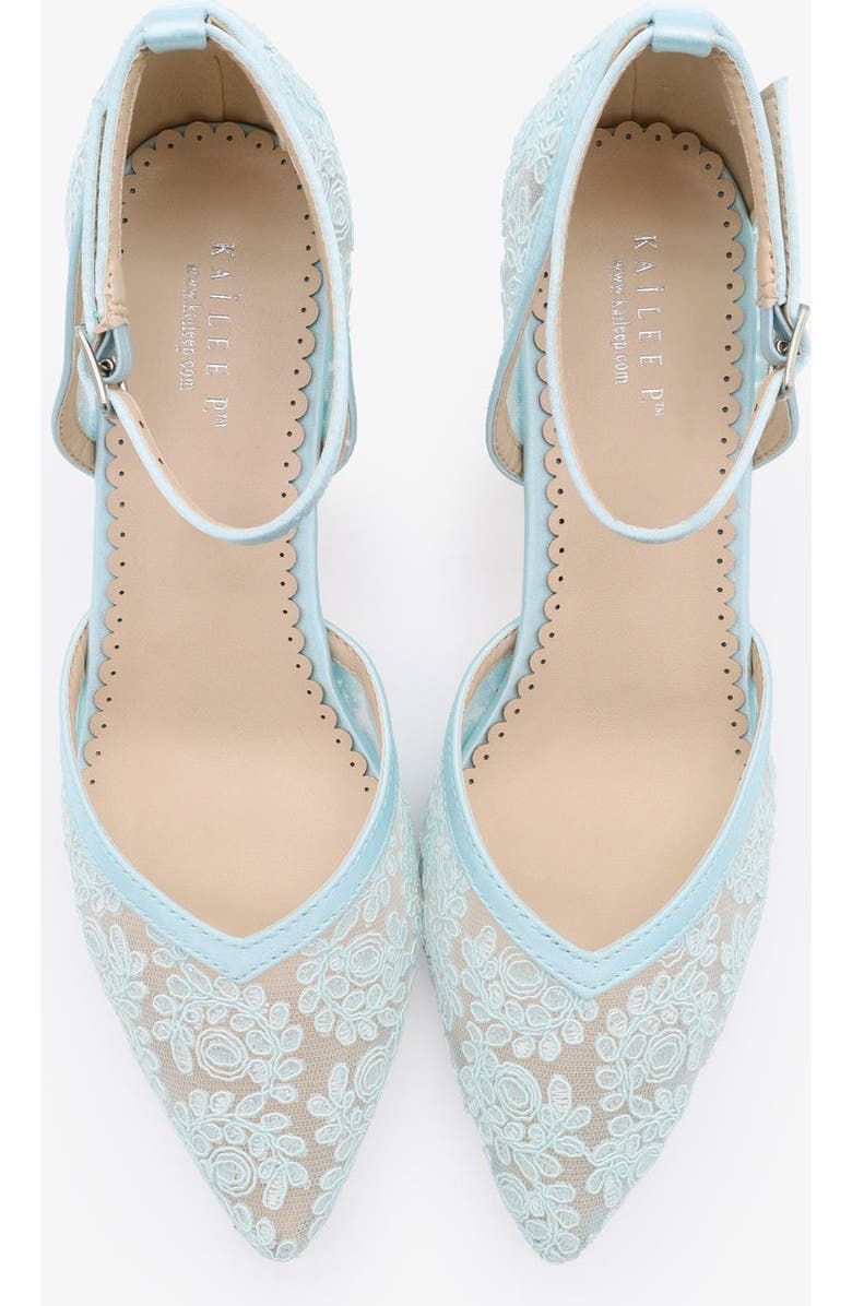 Kailee P Abby Lace Block Heel with Ankle Strap, Alternate, color, Light Blue