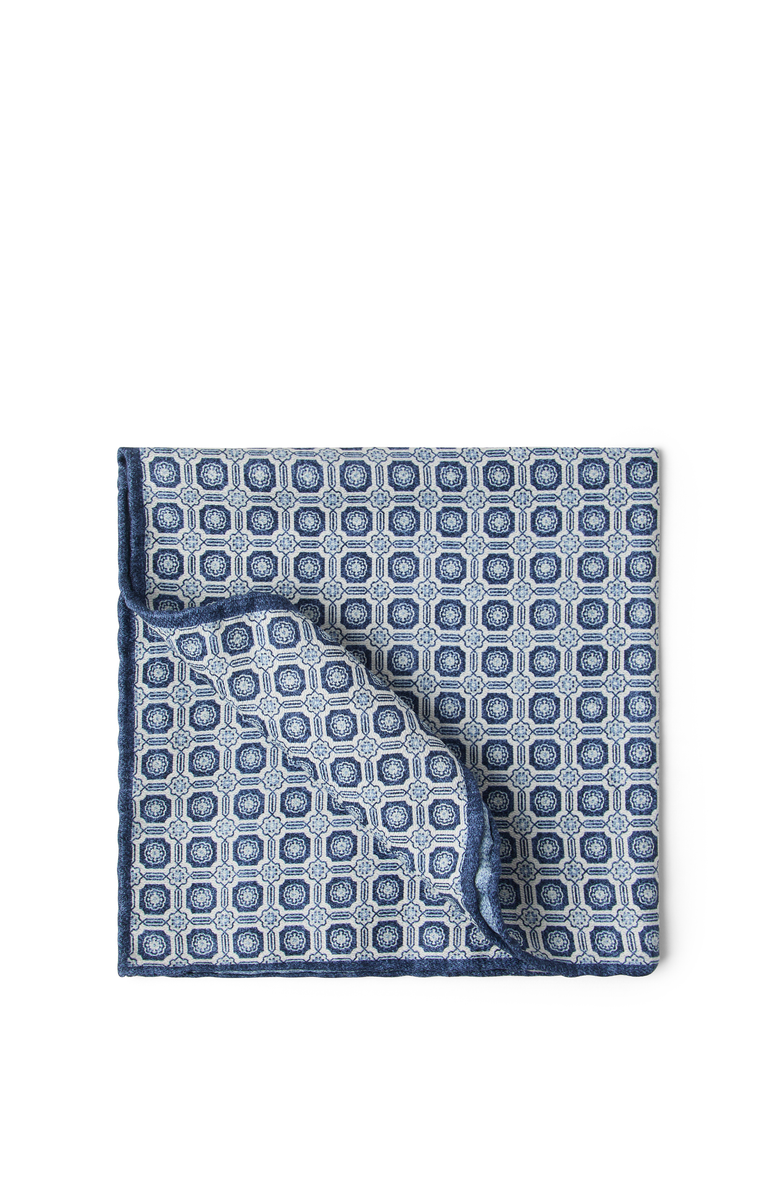 Brunello Cucinelli Pocket square with pattern, Main, color, Blue