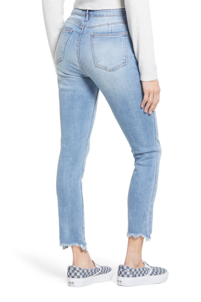 Eco Ashley High Waist Fray Hem Skinny Jeans, Alternate, color, LIGHT