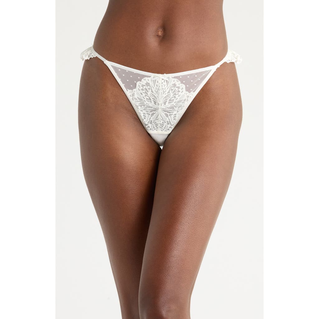 Hunkemoller Hunkemöller Posie Ruffle Lace & Mesh G-string In White