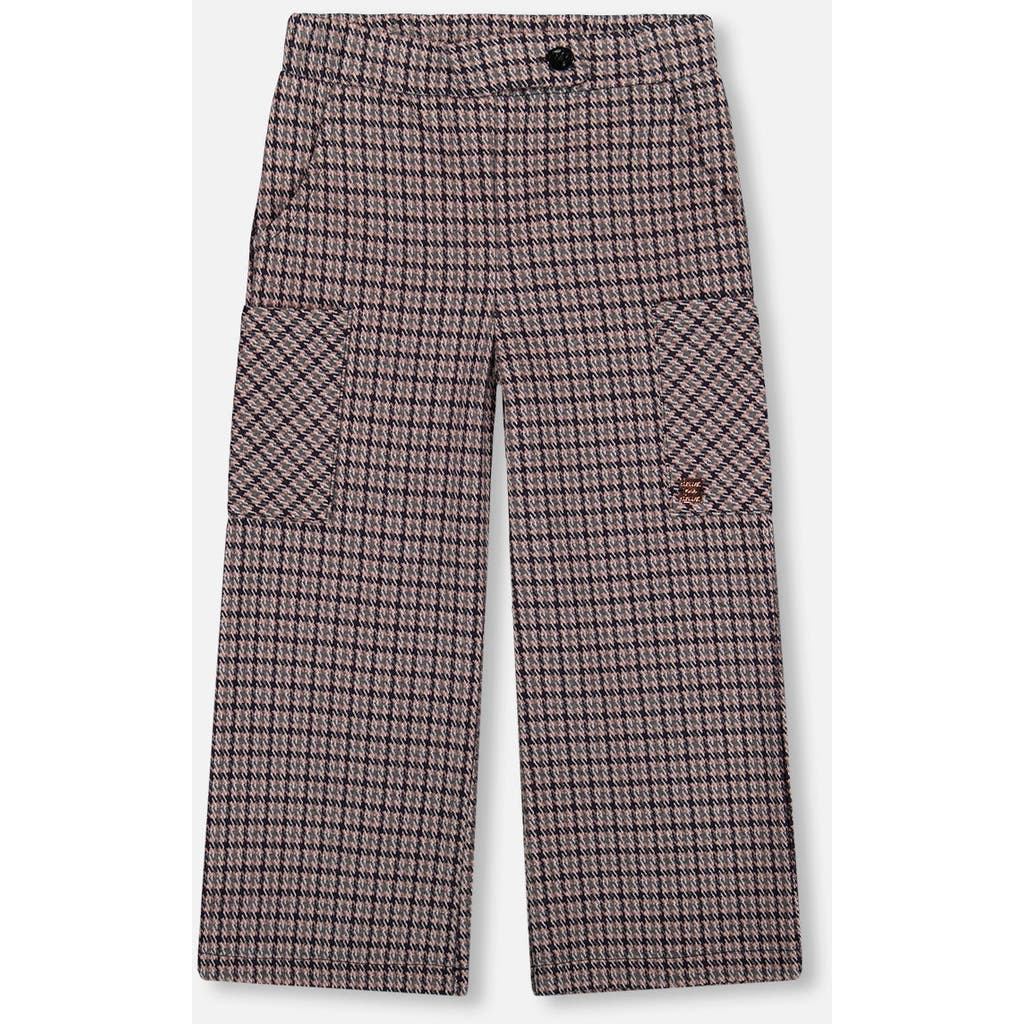 Deux Par Deux Jacquard Knit Flare Pants With Houndstooth In Black