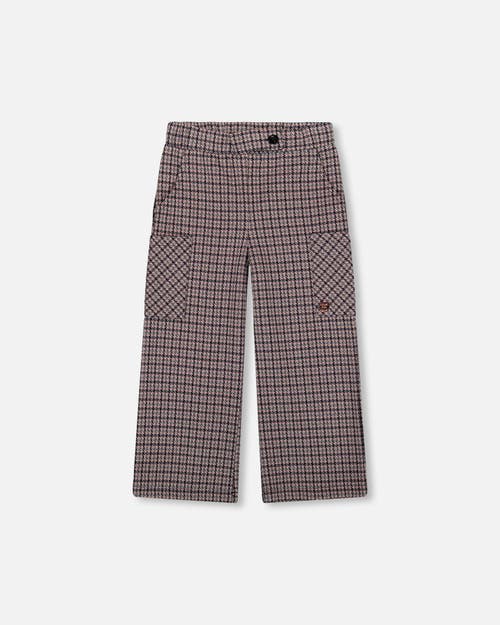 Deux Par Deux Jacquard Knit Flare Pants With Houndstooth In Black