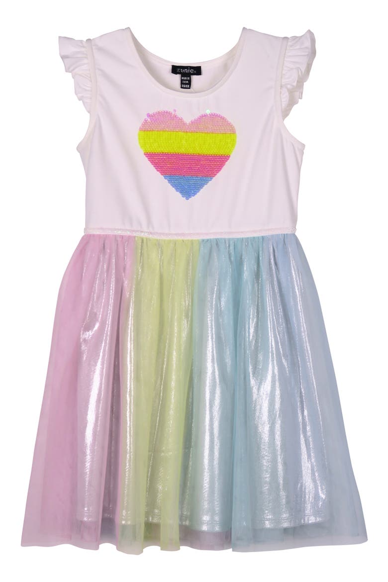 Kids' Rainbow Sequin Dress, Main, color, IVORY MULTI