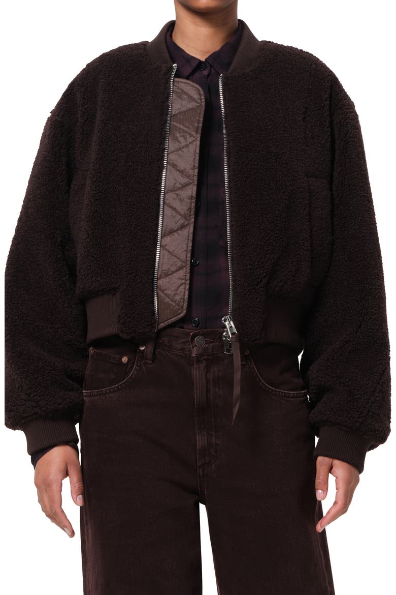 Iona Skye Faux Shearling Bomber Jacket, Main, color, CHOCOLATE BRWN