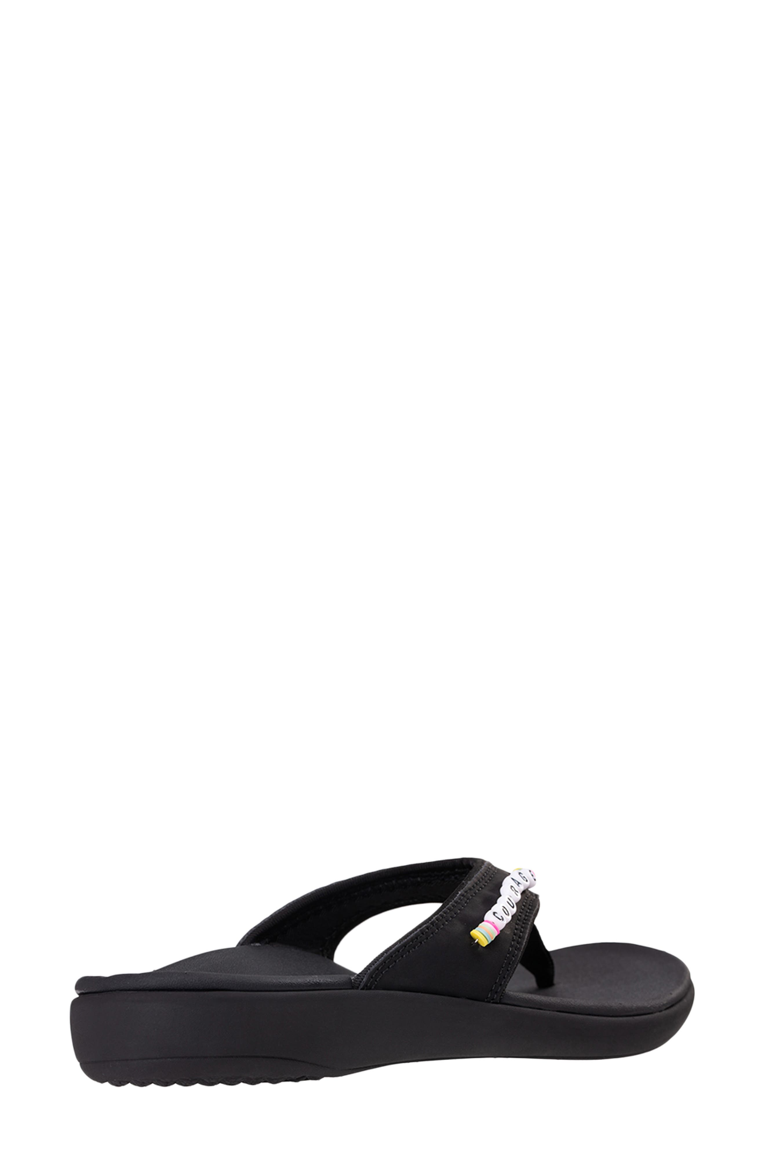 Yumi Friendship Courage Beaded Flip Flop, Alternate, color, BLACK