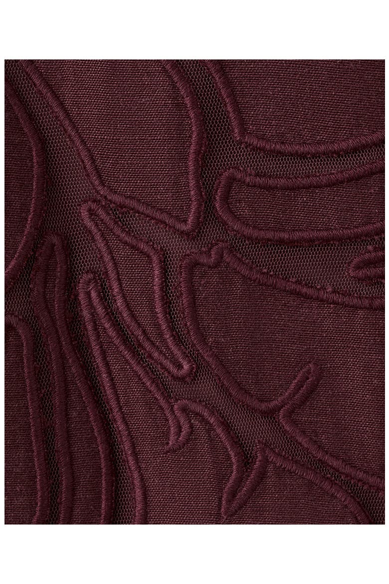 Floral Embroidered Midi Skirt, Alternate, color, MAROON