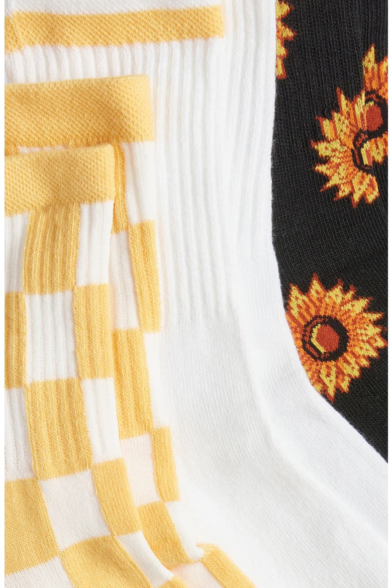 LA Sunflower Assorted 3-Pack Crew Socks, Alternate, color, YELLOW MULTI