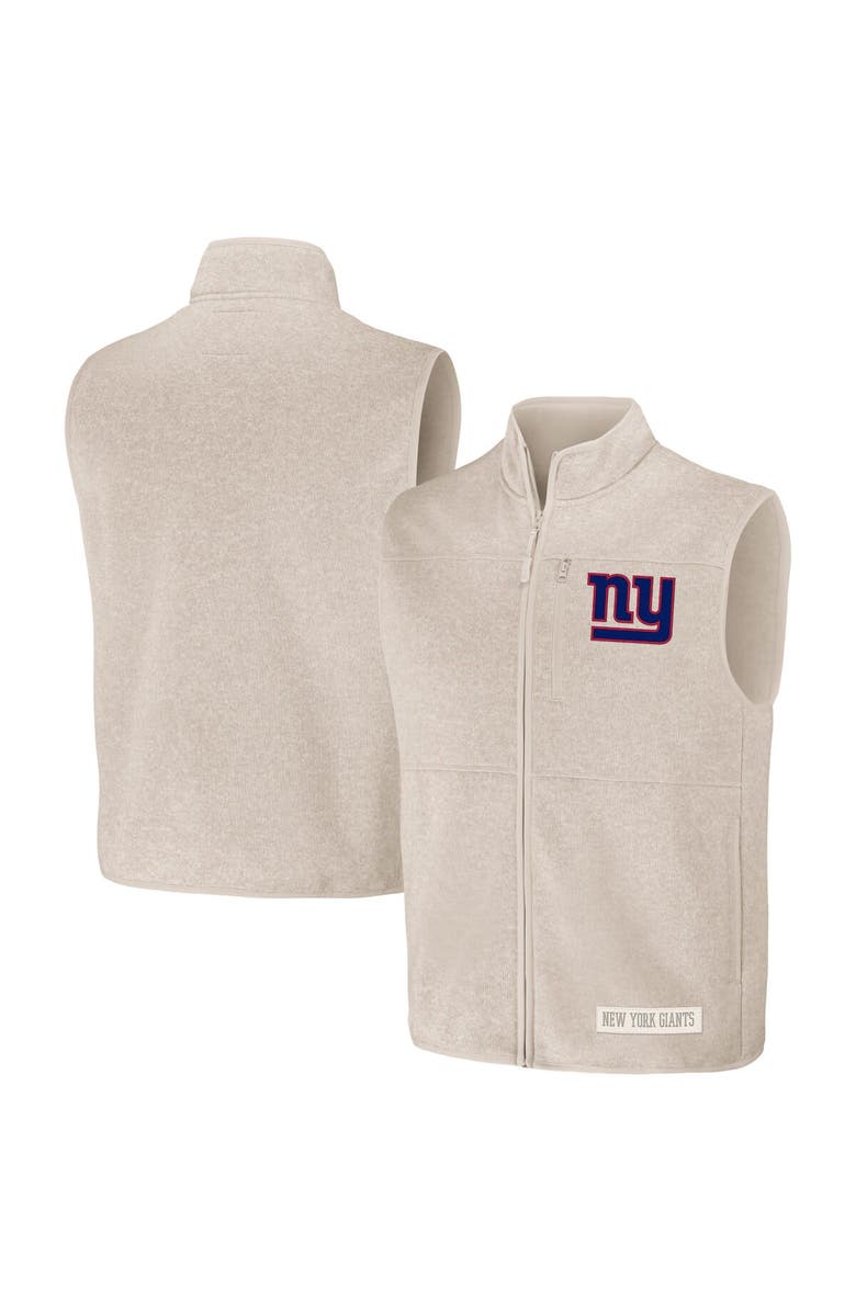 NFL X DARIUS RUCKER Men's NFL x Darius Rucker Collection by Fanatics  Oatmeal New York Giants Full-Zip Sweater Vest, Main, color, 