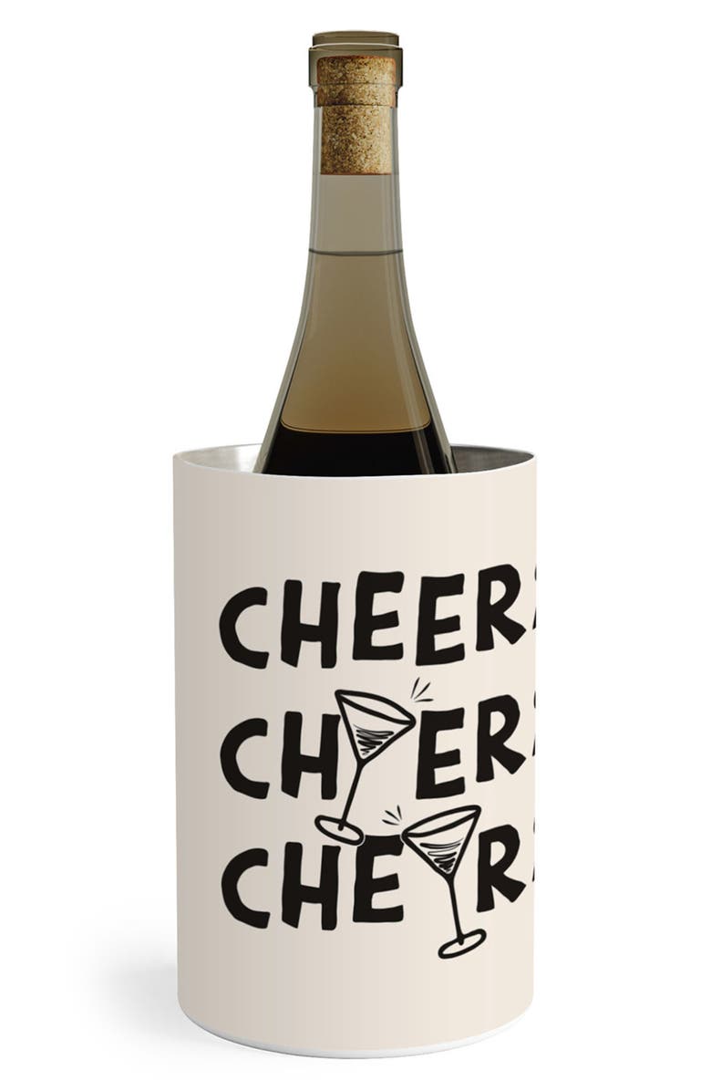 Deny Designs Cheers Stainless Steel Wine Chiller, Main, color, Cream