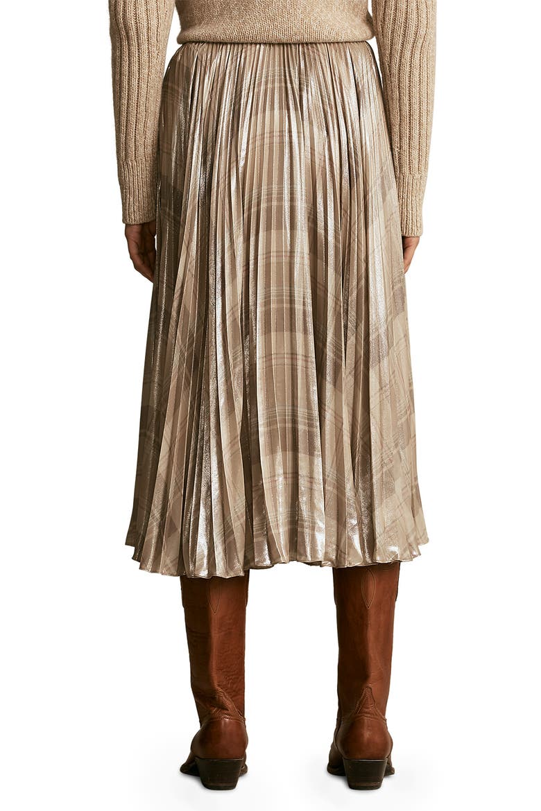 Rese Metallic Plaid Pleated Skirt, Alternate, color, TAN MULTI PLAID