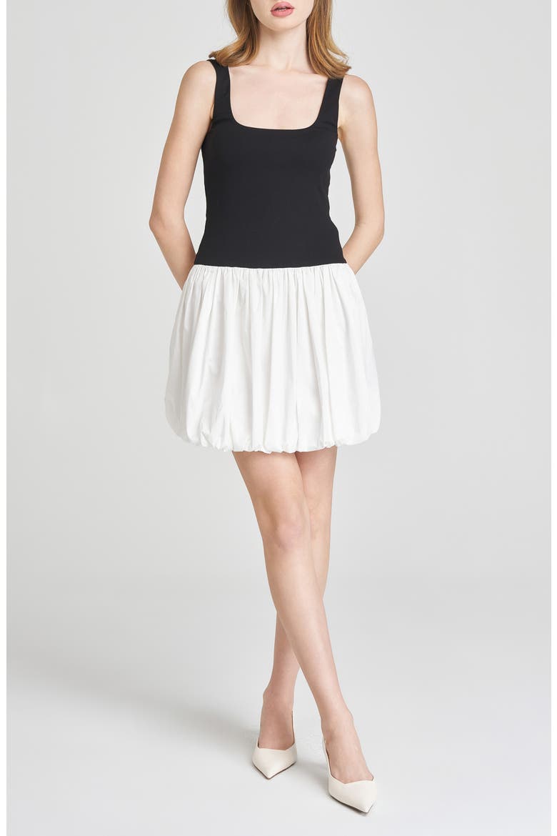x Styled by COCO! Lilah Bubble Hem Minidress, Main, color, BLACK IVORY