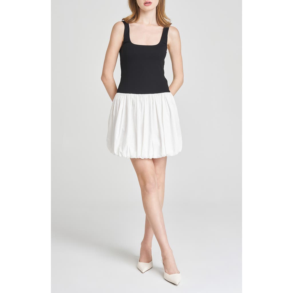Wayf Lilah Bubble Hem Minidress In Black