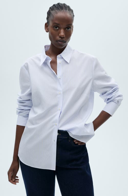 Mango Stripe Button-up Shirt In Sky Blue