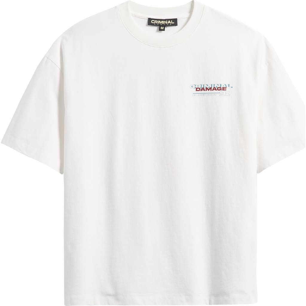 Criminal Damage Aprés Ski Oversize Graphic T-shirt In White