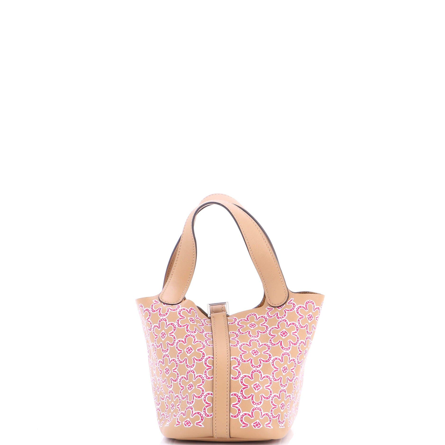 Pre-Owned Hermes Picotin Lock Bag Lucky Daisy Printed Swift Micro, Alternate, color, 