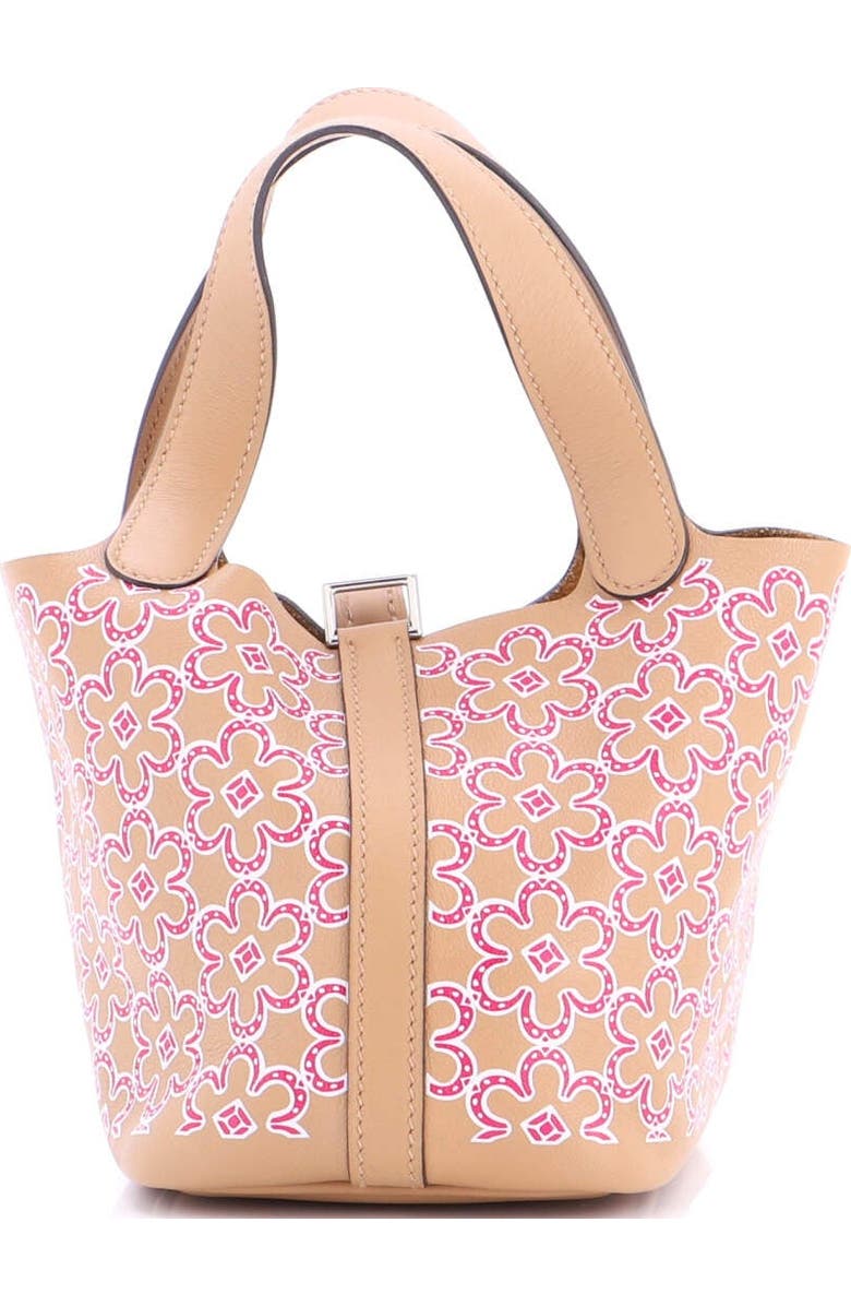 Pre-Owned Hermes Picotin Lock Bag Lucky Daisy Printed Swift Micro, Alternate, color, Chai