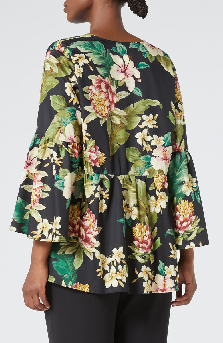 Marina Rinaldi Barbano Cotton Satin Peplum Top, Alternate, color, Black