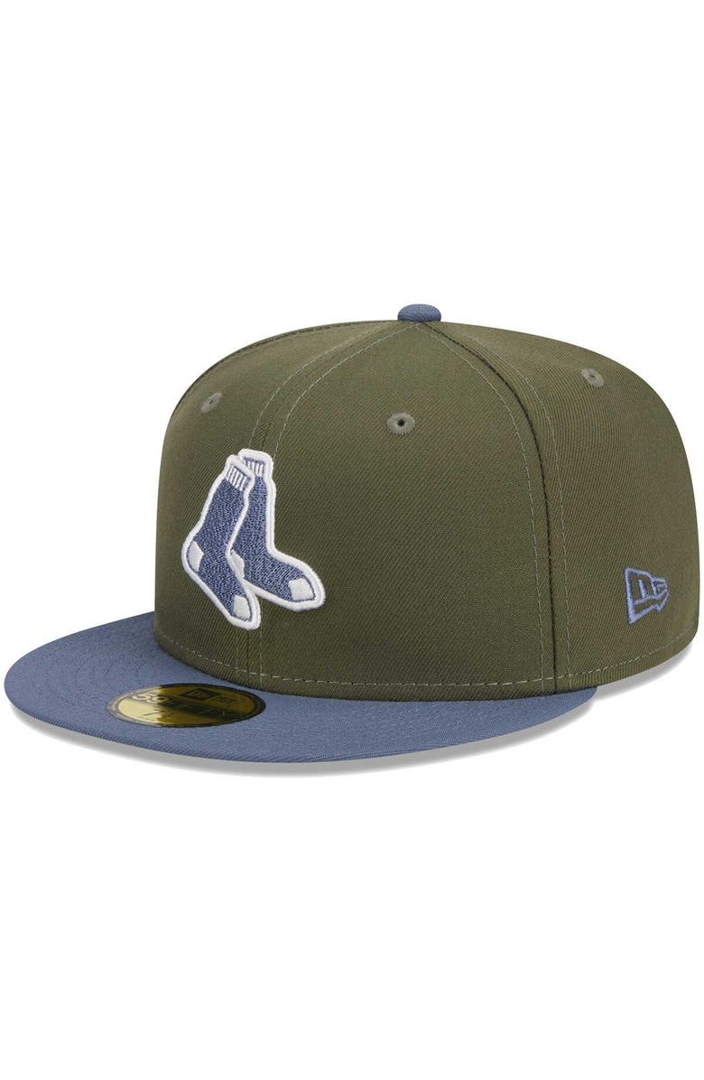 New Era Men's New Era Olive/Blue Boston Red Sox 59FIFTY Fitted Hat, Alternate, color, 