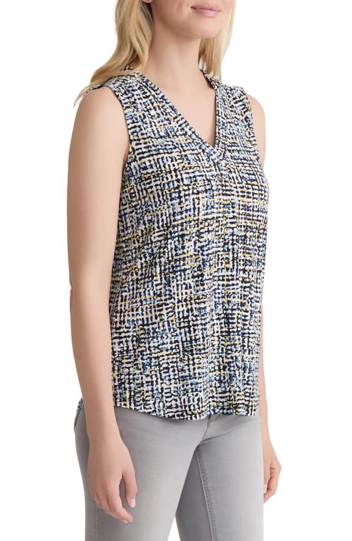 Jones New York Pleated V-neck Shell In Multi