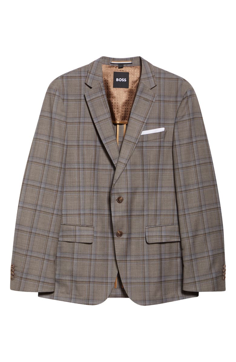 BOSS Hutson Slim Fit Plaid Virgin Wool Sport Coat, Main, color, 