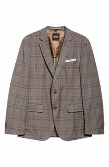BOSS Hutson Slim Fit Plaid Virgin Wool Sport Coat