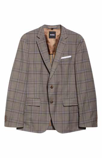 BOSS Hutson Slim Fit Plaid Virgin Wool Sport Coat