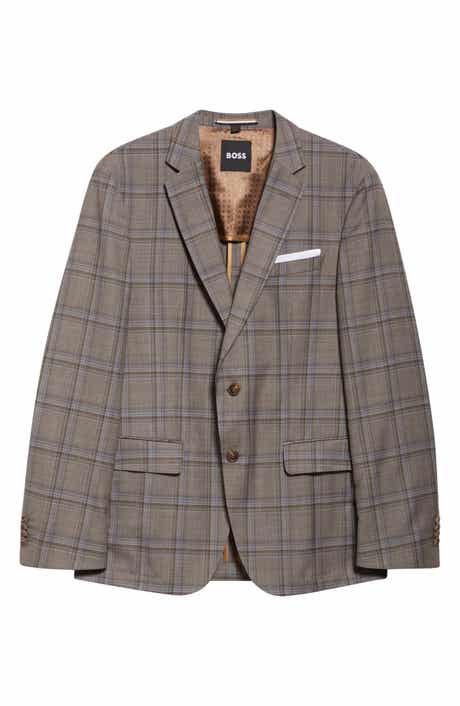 BOSS Hutson Slim Fit Plaid Virgin Wool Sport Coat