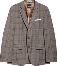 BOSS Hutson Slim Fit Plaid Virgin Wool Sport Coat