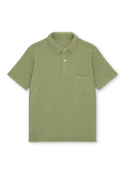 Fortela Missourim Waffle Jersey Short Sleeve Polo In Green