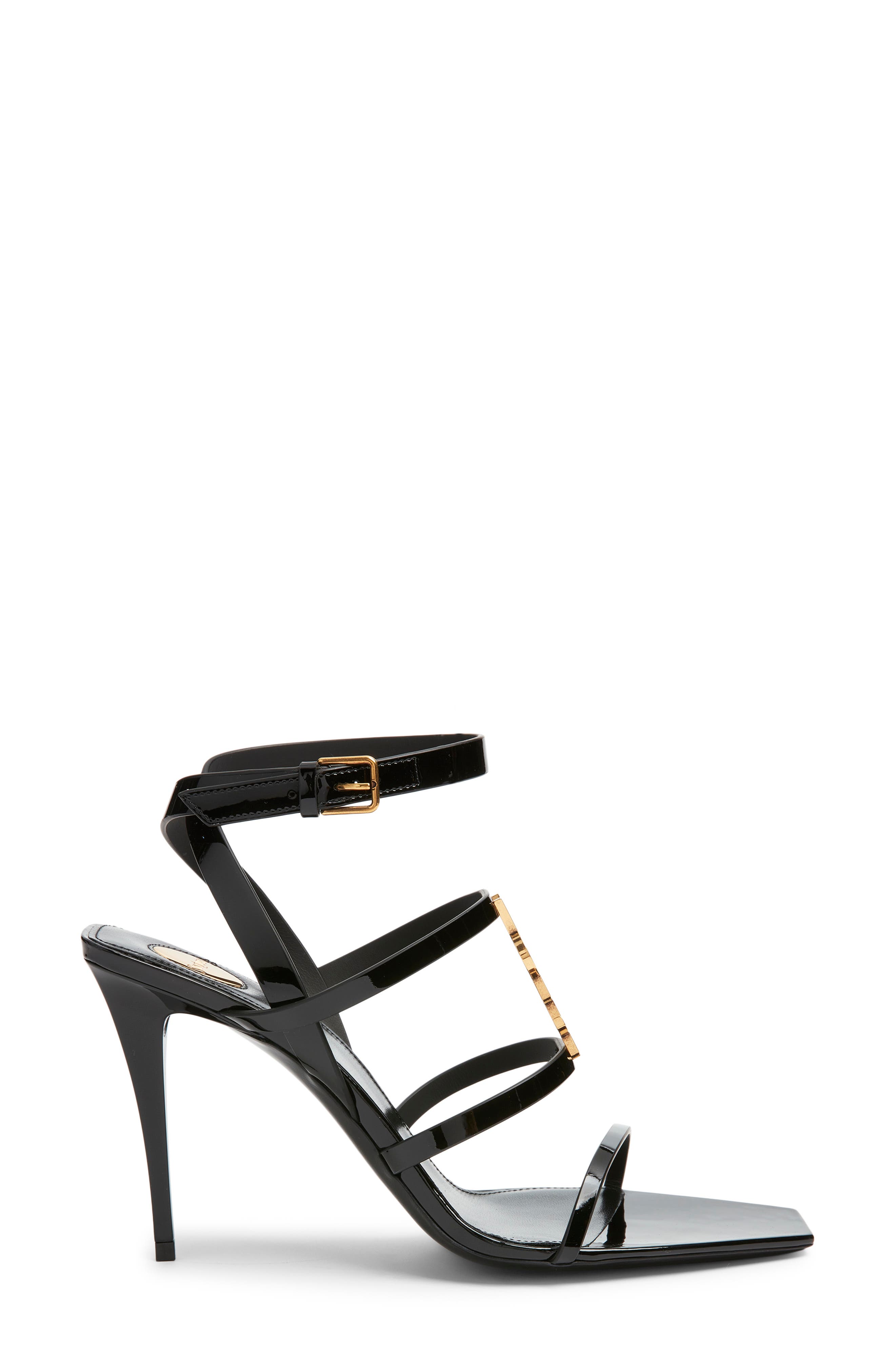 Saint Laurent Cassandra Sandal, Alternate, color, Noir