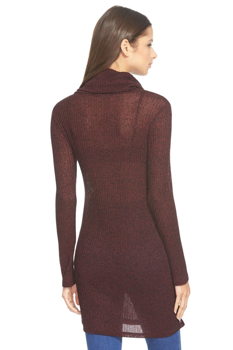 ASTR Side Slit Turtleneck Tunic, Alternate, color, BURGUNDY