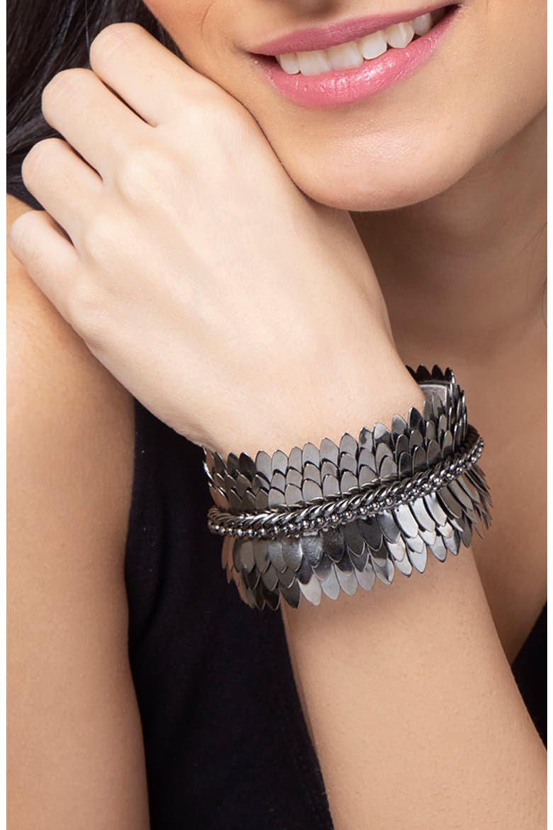 Chiara Cuff Bracelet, Alternate, color, GUNMETAL
