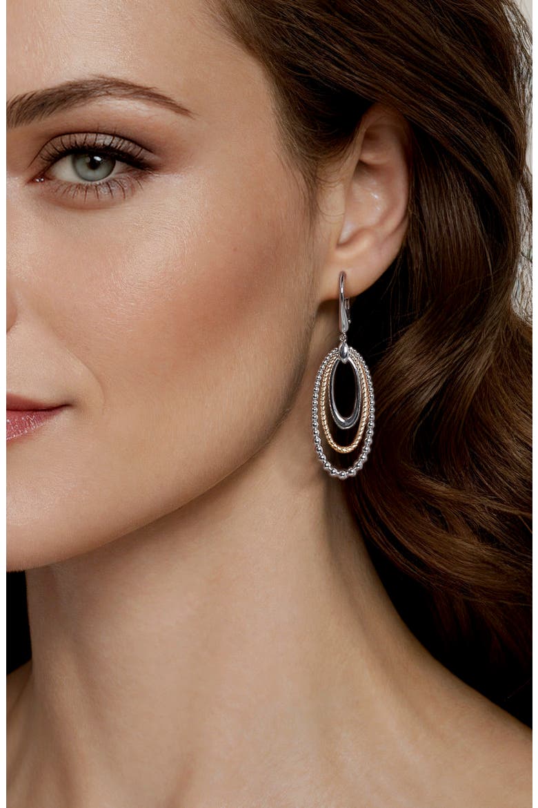 Layered Link Drop Earrings, Alternate, color, SILVER/ 14K YELLOW GOLD