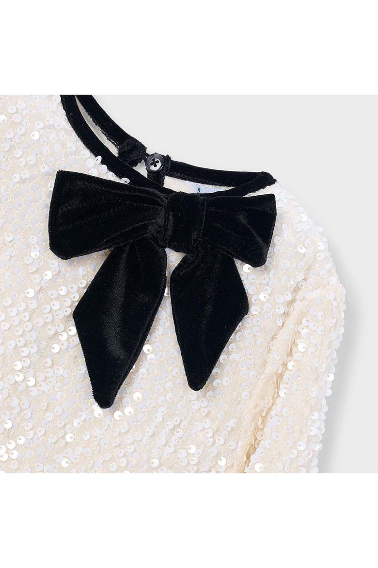 Sequin Velvet Bow Dress, Alternate, color, Ivory