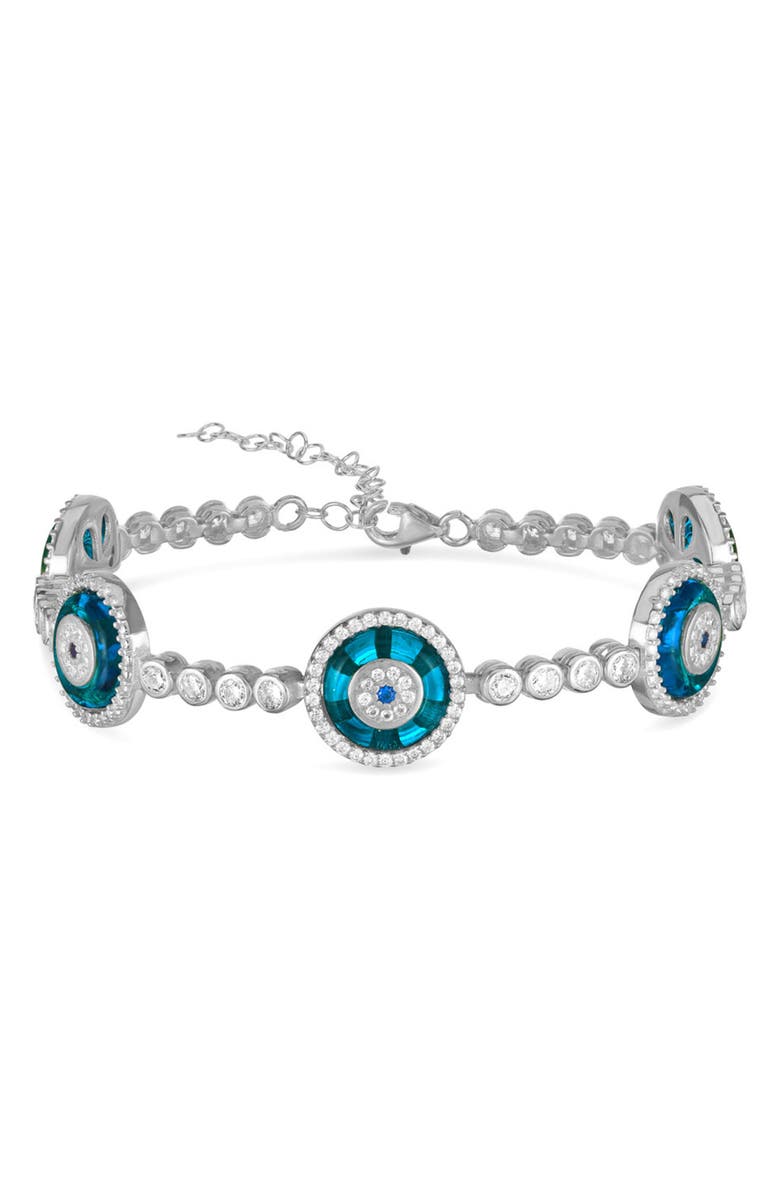 SPHERA MILANO CZ Evil Eye Station Tennis Bracelet, Main, color, 