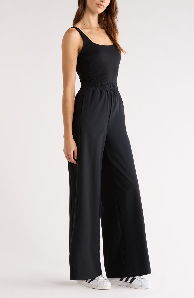 Zella Transit Wide Leg Jumpsuit, Alternate, color, Black