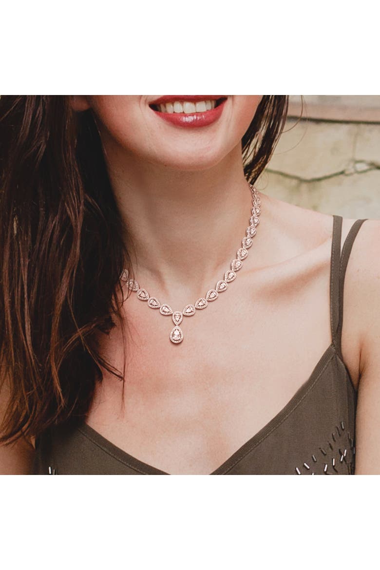 Cubic Zirconia Teardrop Necklace, Alternate, color, Sterling Silver