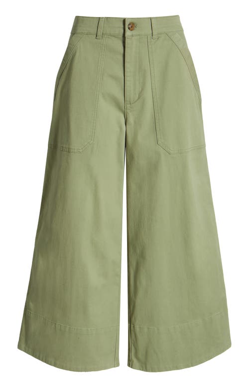 Caslonr Caslon(r) Wide Leg Crop Twill Pants In Olive Acorn